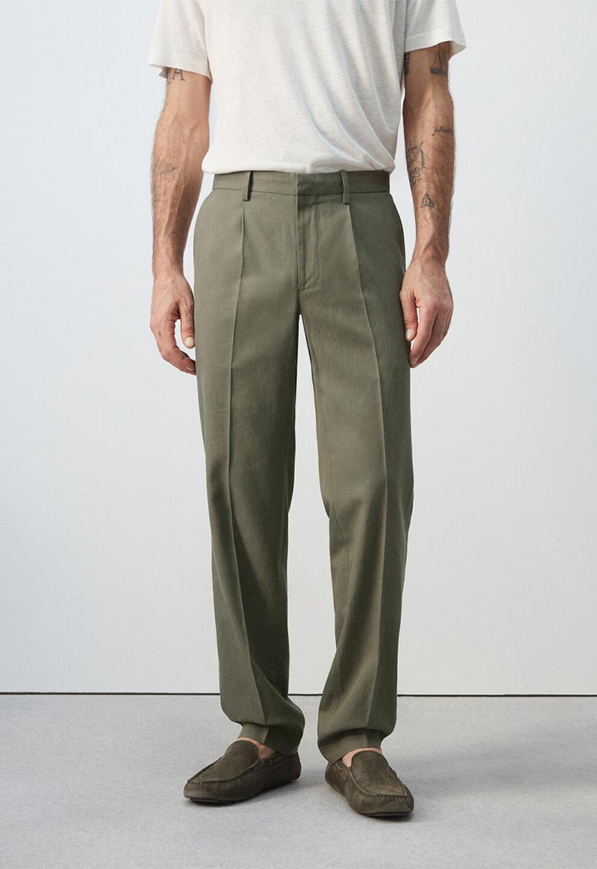 MANGO - Trousers Delave - Green