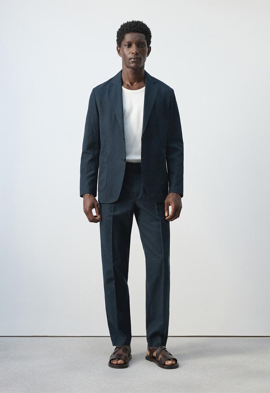 MANGO - Trousers Delave - Navy