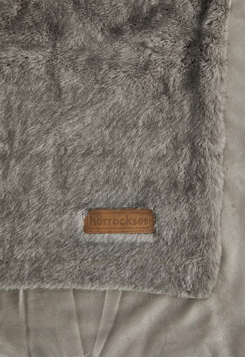 Horrockses - Rabbit Faux Fur Bed Throw - Grey