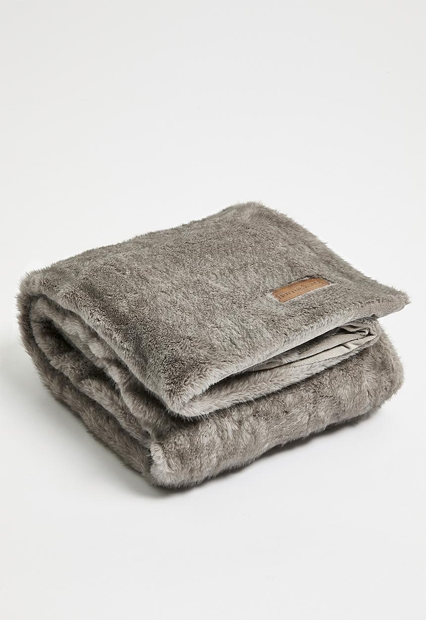 Horrockses - Rabbit Faux Fur Bed Throw - Grey