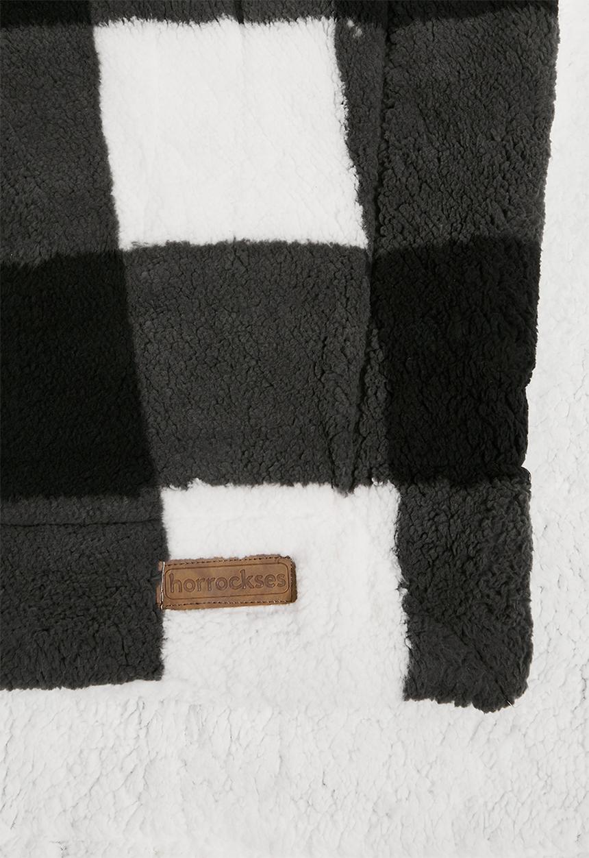 Horrockses - Scottish Check Sherpa Bed Blanket - Asphalt