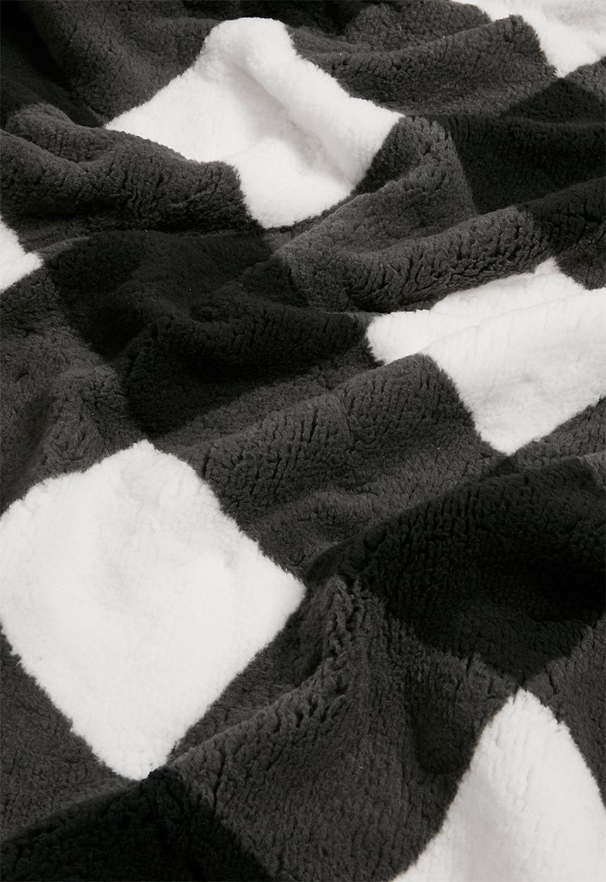 Horrockses - Scottish Check Sherpa Bed Blanket - Asphalt