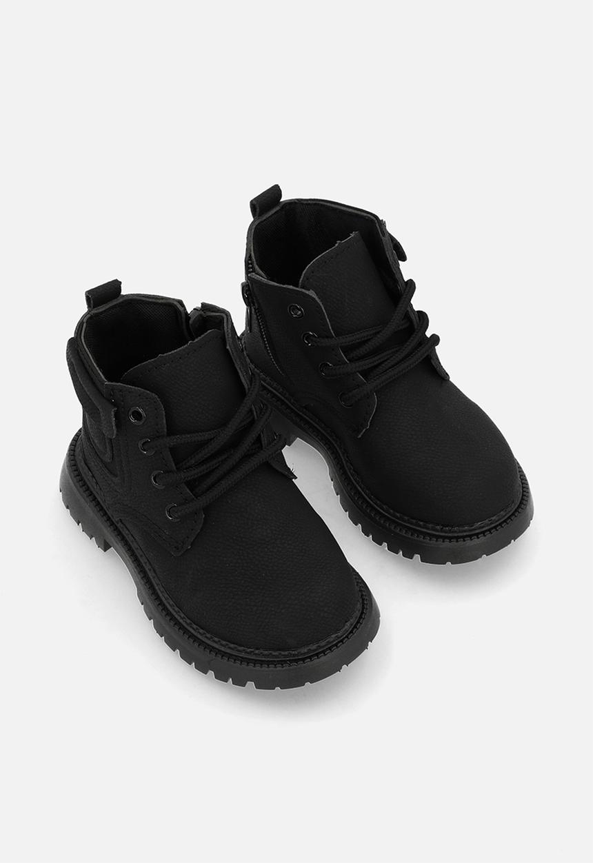 Pop Candy - Suedette lace-up boots - black