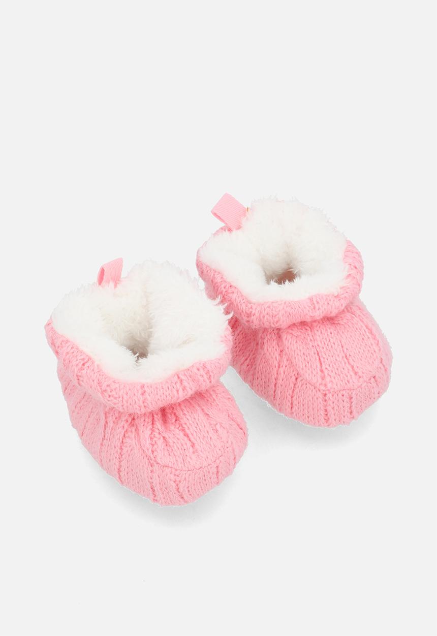 Pop Candy - Knitted baby booties - pink