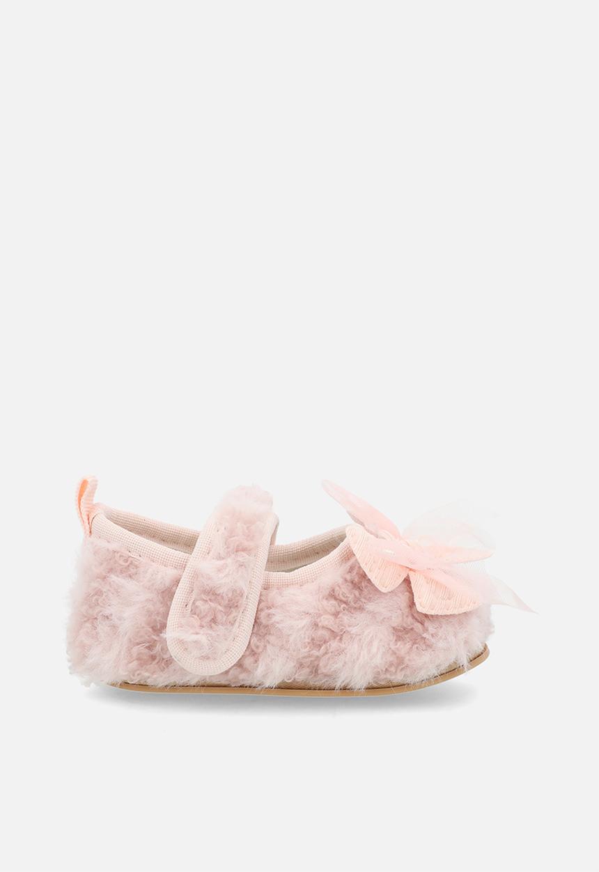 Pop Candy - Furry pumps with bow applique - pink