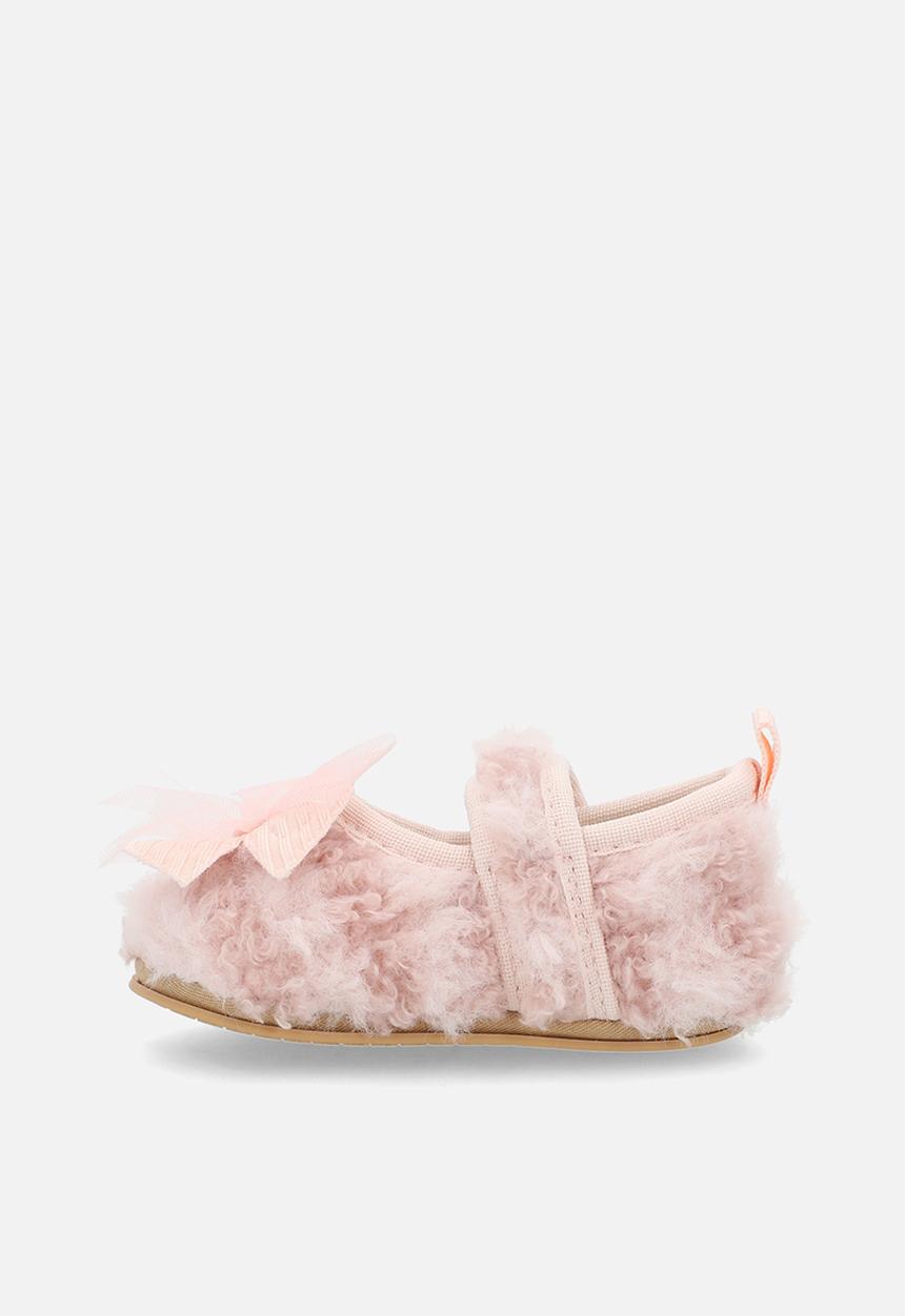 Pop Candy - Furry pumps with bow applique - pink