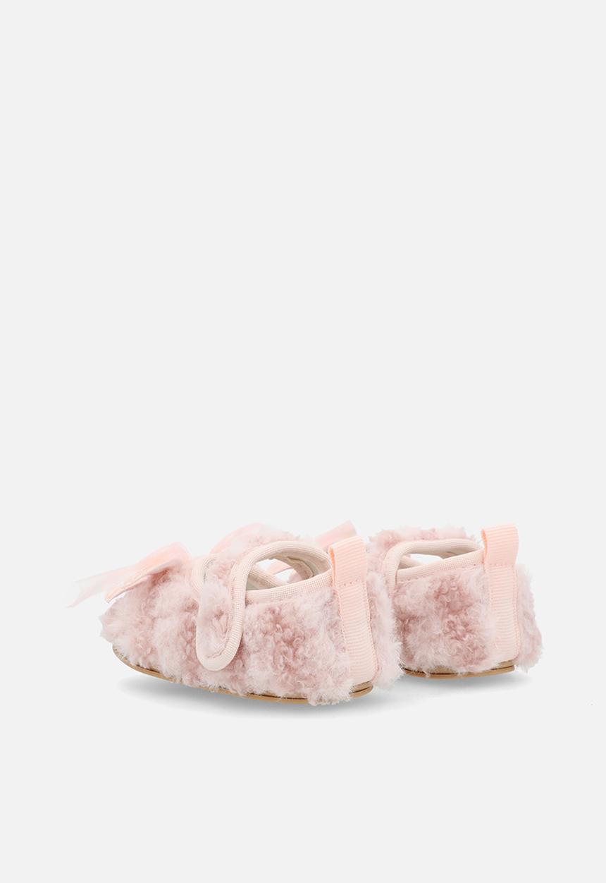 Pop Candy - Furry pumps with bow applique - pink