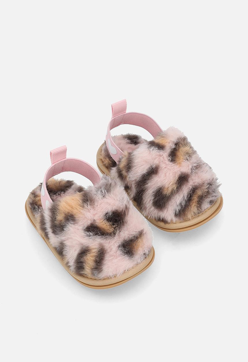 Pop Candy - Ankle strap slippers - pink leopard print