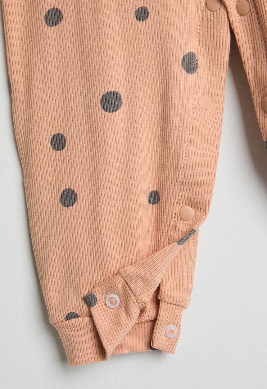 Pop Candy - Ribbed spot aop romper - apricot