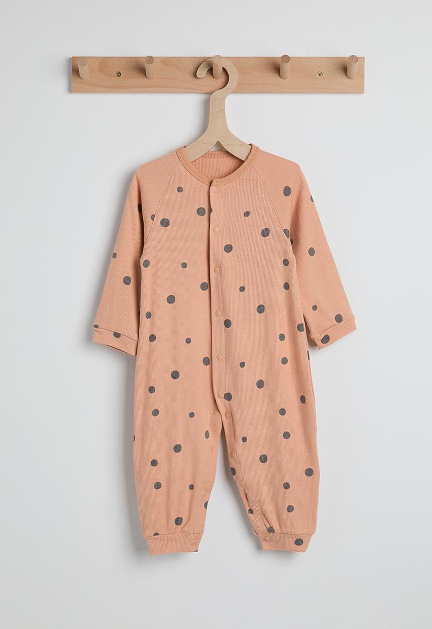 Pop Candy - Ribbed spot aop romper - apricot