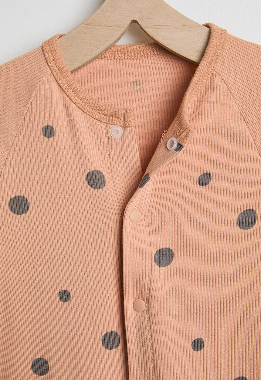 Pop Candy - Ribbed spot aop romper - apricot
