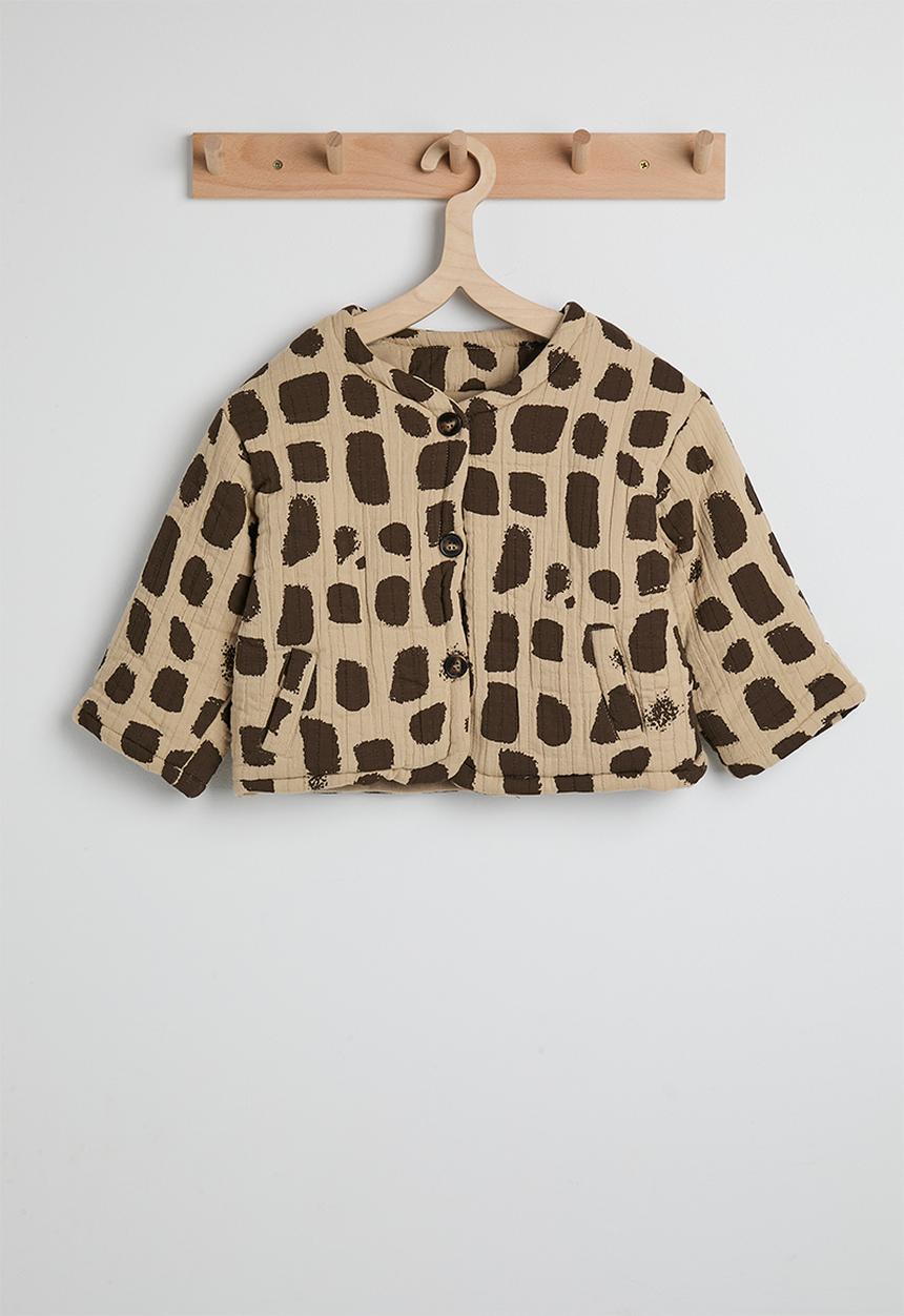 Pop Candy - Aop collarless quilted jacket - light brown