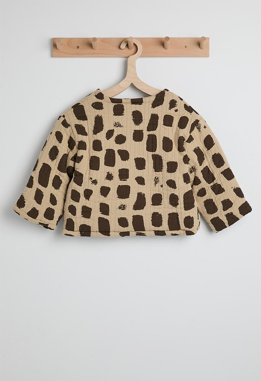 Pop Candy - Aop collarless quilted jacket - light brown