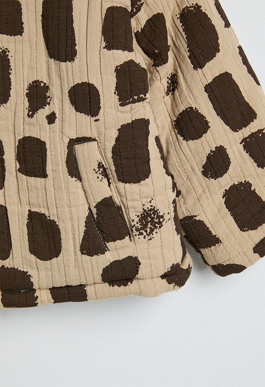 Pop Candy - Aop collarless quilted jacket - light brown