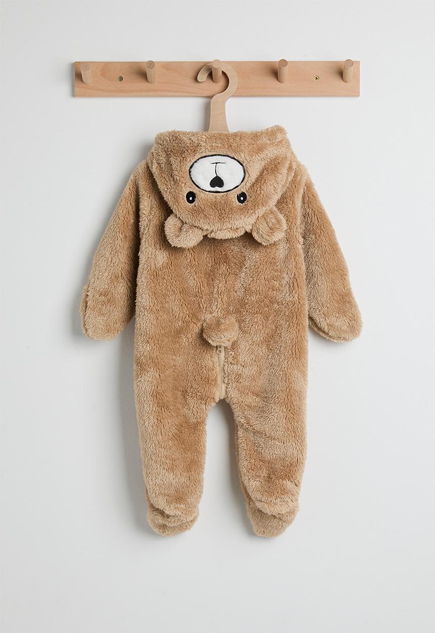 Pop Candy - Fleece bear romper - brown