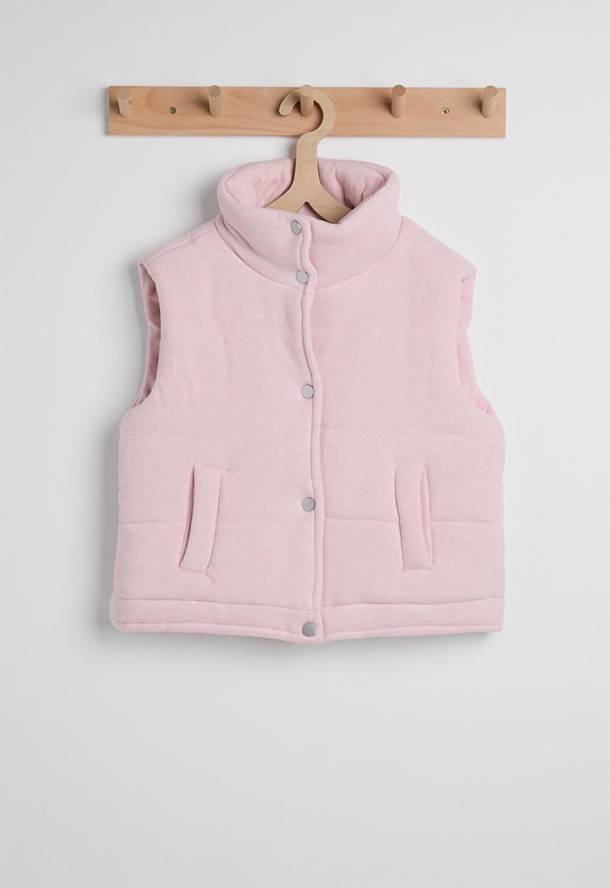 Pop Candy - Corded fabric padded vest - soft pink