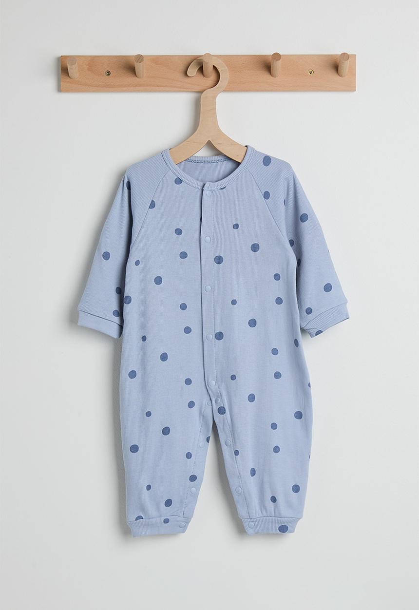 Pop Candy - Ribbed spot aop romper - light steel blue