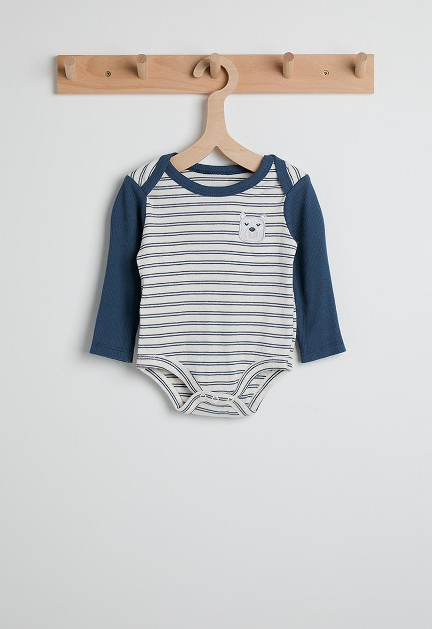 Pop Candy - Bear patch bodysuit - navy stripes/navy