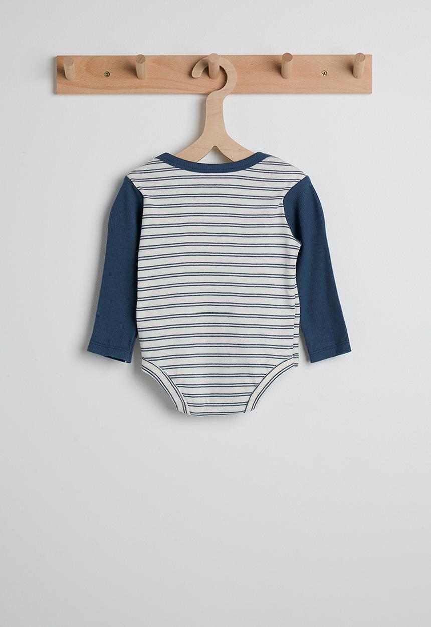 Pop Candy - Bear patch bodysuit - navy stripes/navy