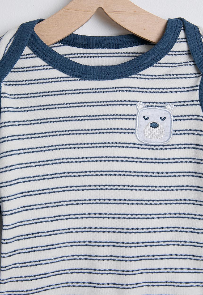 Pop Candy - Bear patch bodysuit - navy stripes/navy