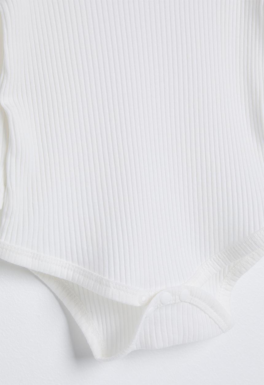 Pop Candy - Ribbed bodysuit with frilled shoulders - white