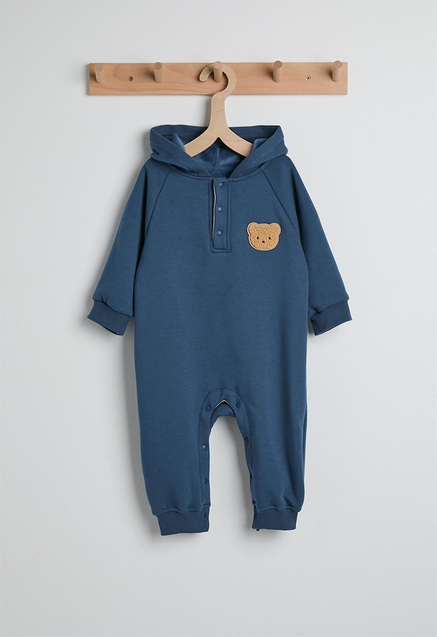 Pop Candy - Raglan sleeve romper with fleece lining - sea blue