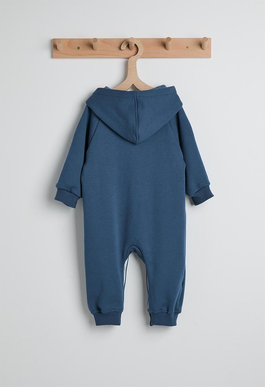 Pop Candy - Raglan sleeve romper with fleece lining - sea blue