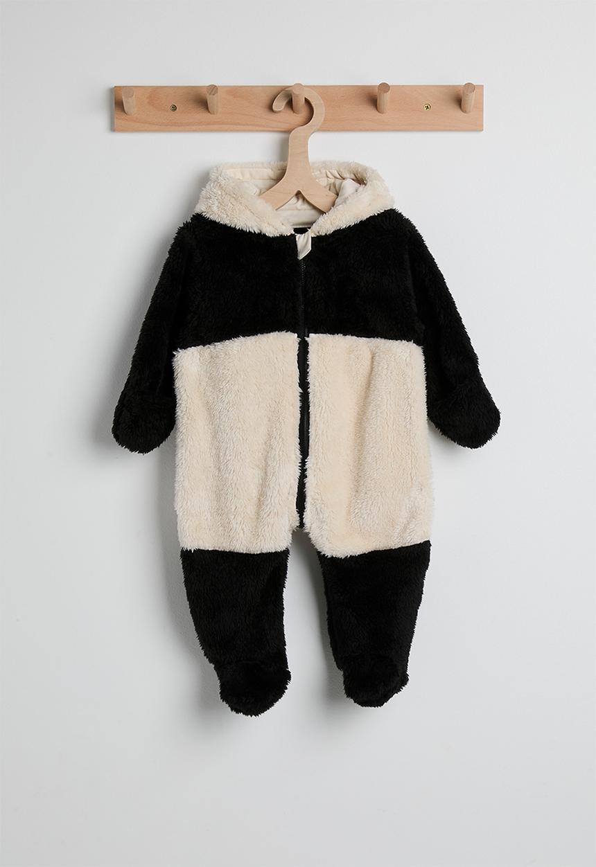 Pop Candy - Fleece panda romper - black / white