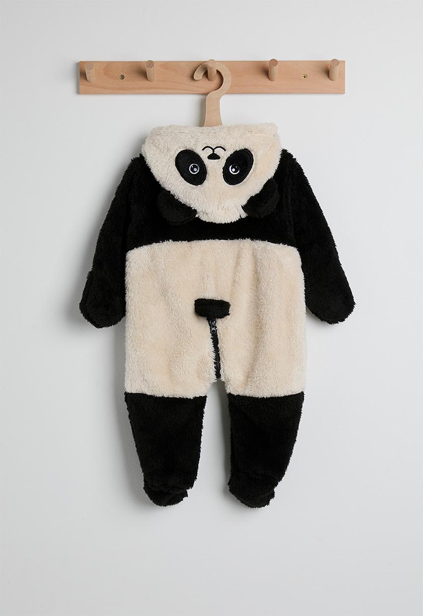 Pop Candy - Fleece panda romper - black / white