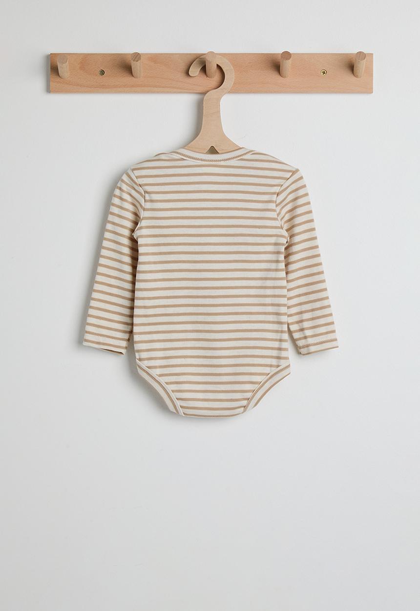 Pop Candy - Fluffy bear patch bodysuit - brown stripes