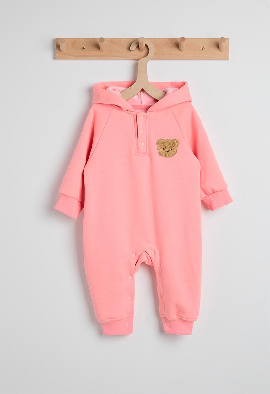Pop Candy - Raglan sleeve romper with fleece lining - flamingo pink