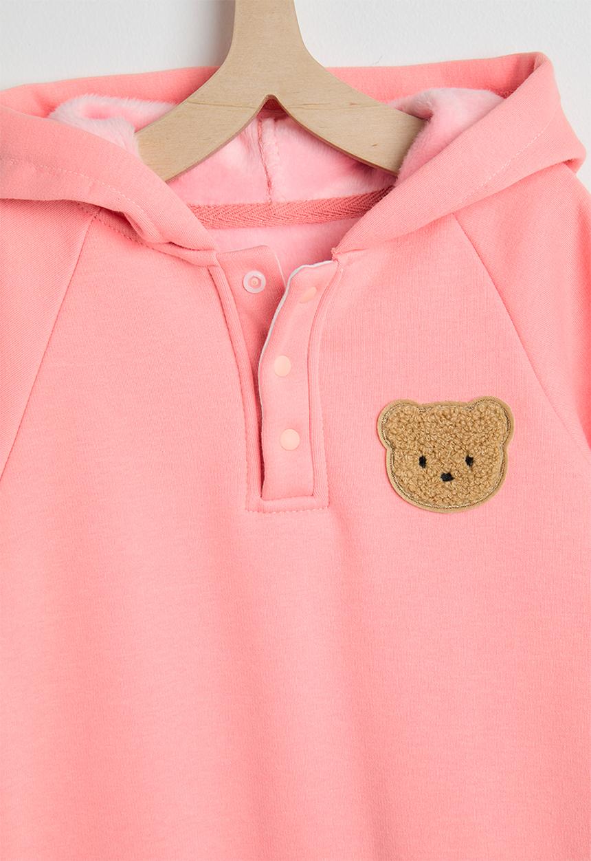 Pop Candy - Raglan sleeve romper with fleece lining - flamingo pink