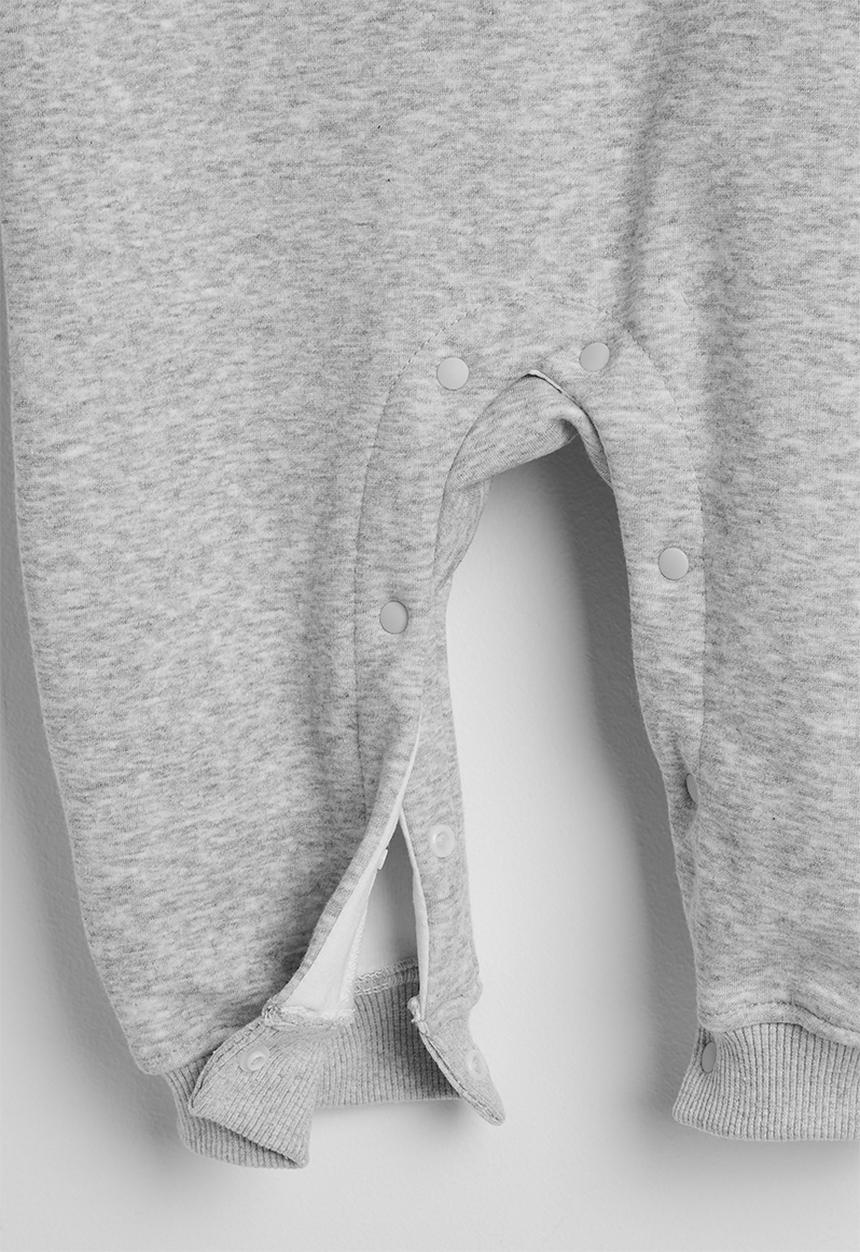 Pop Candy - Raglan sleeve romper with fleece lining - light grey