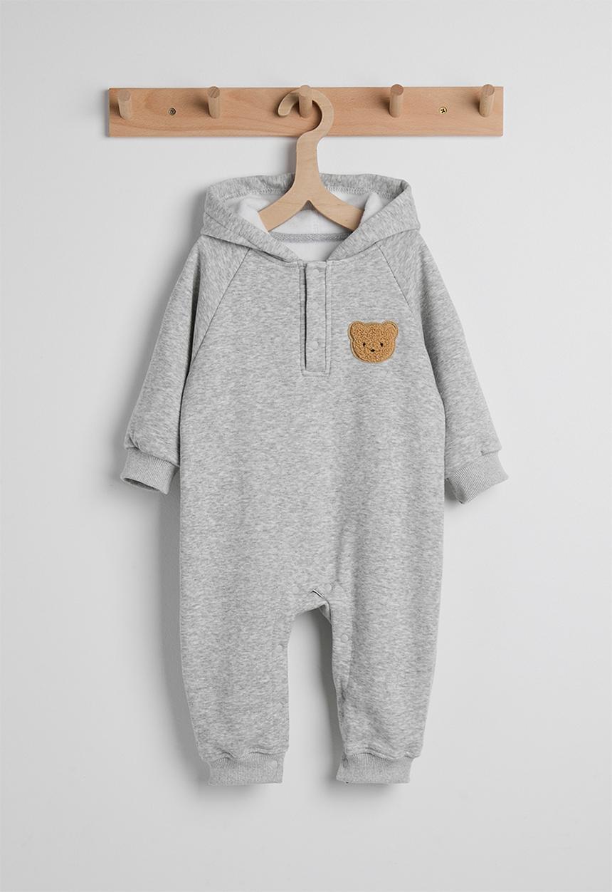 Pop Candy - Raglan sleeve romper with fleece lining - light grey