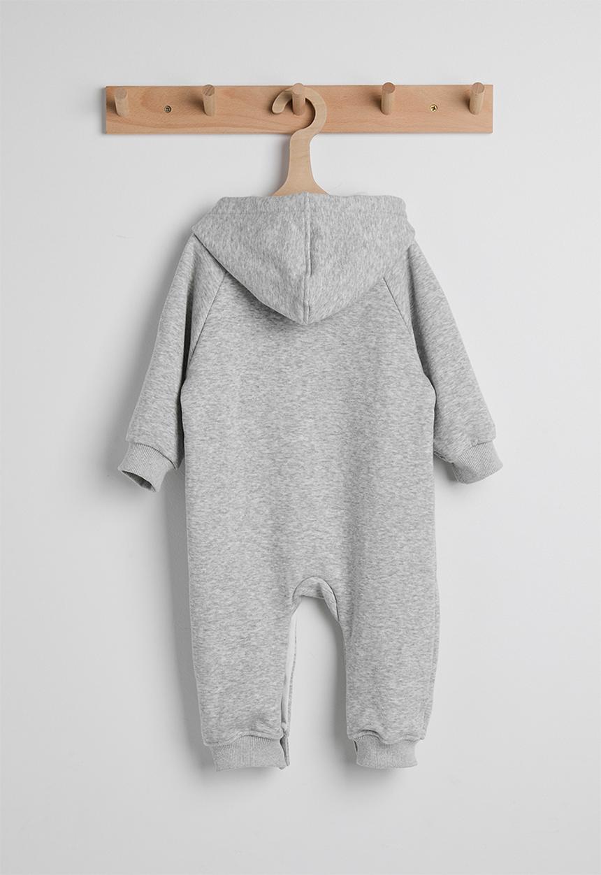 Pop Candy - Raglan sleeve romper with fleece lining - light grey