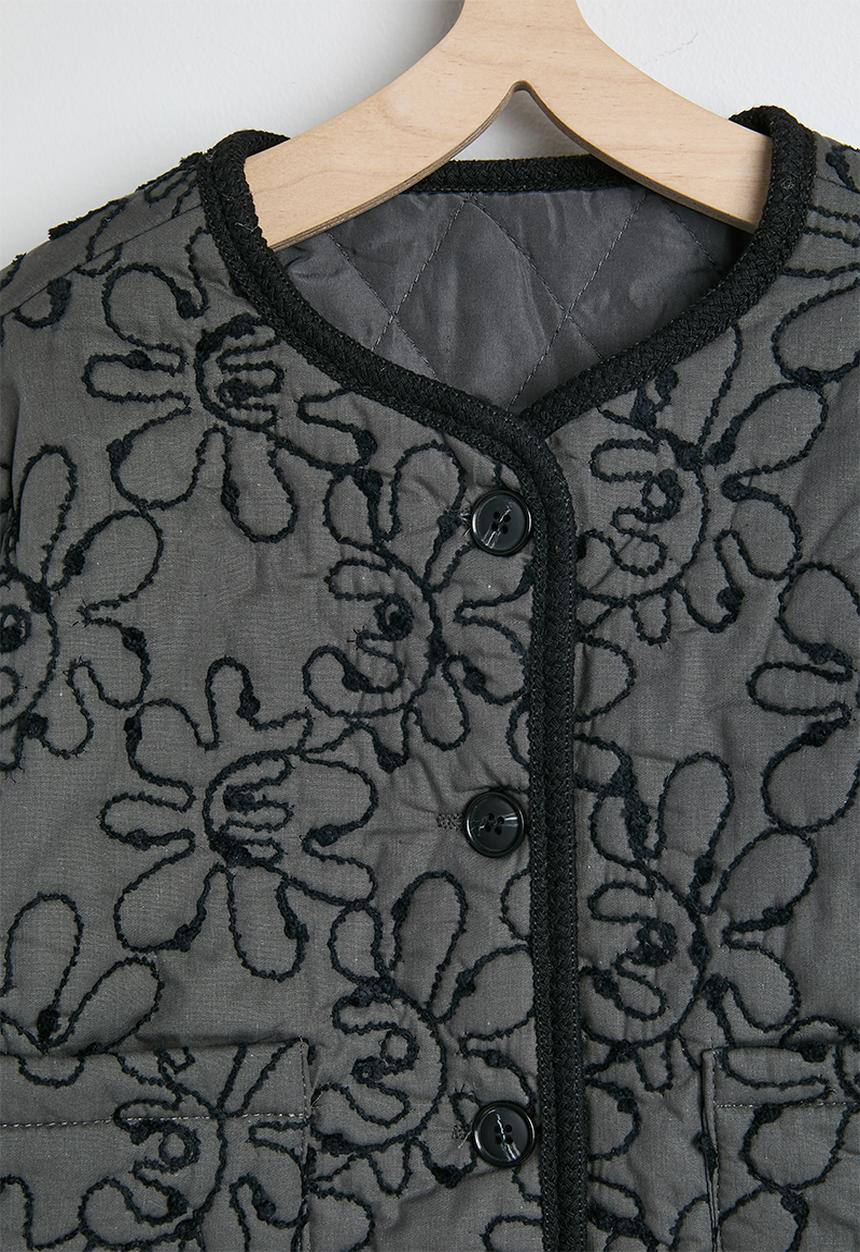 Pop Candy - Embroidered quilted jacket - dark grey