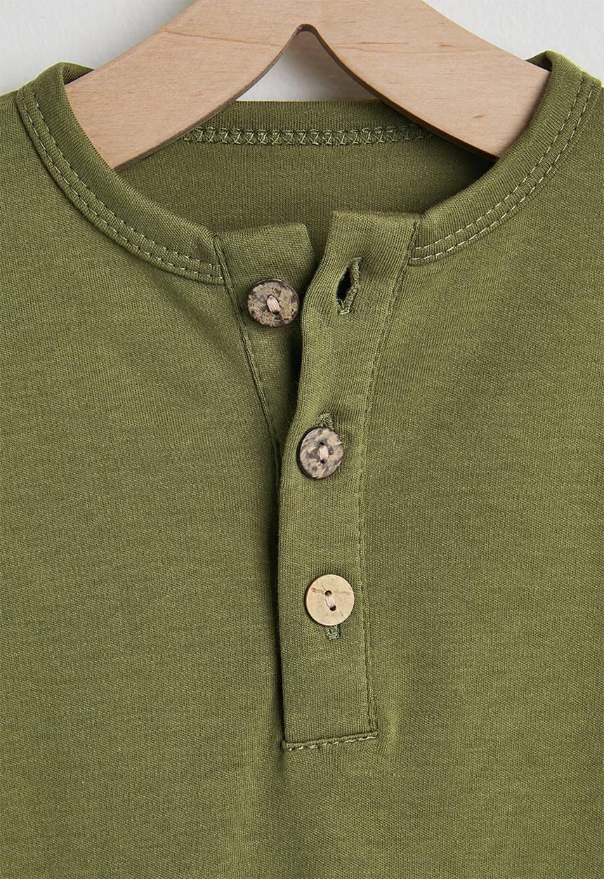Pop Candy - Henley-style romper - army green