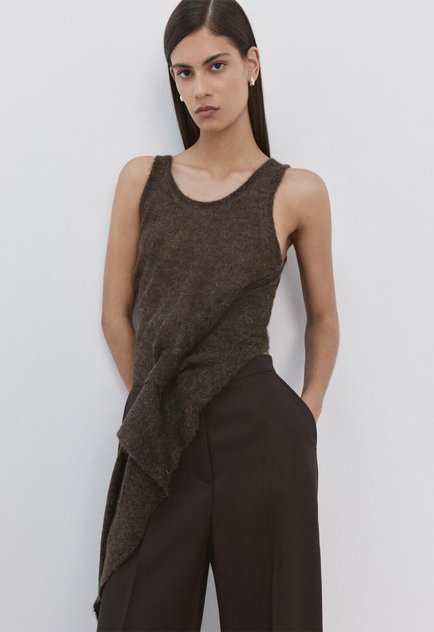 MANGO - Trousers fluid - dark brown