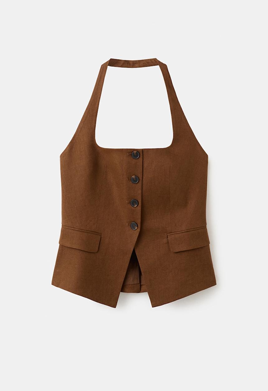 MANGO - Plus vest boreli - brown