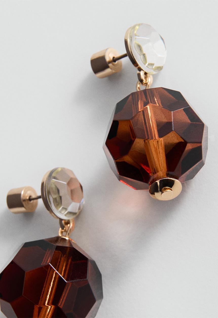 MANGO - Fedora earrings - brown