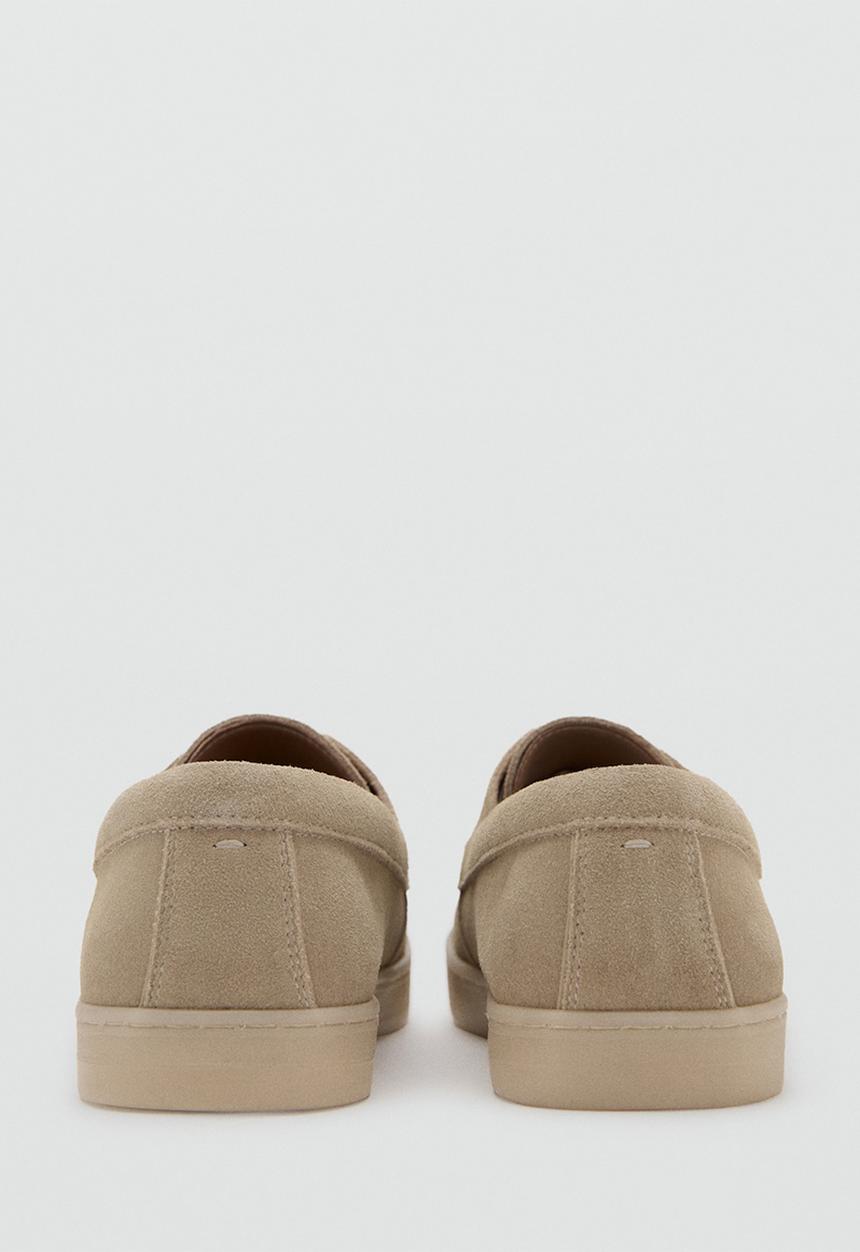 MANGO - Easy naut leather lace-up - sand
