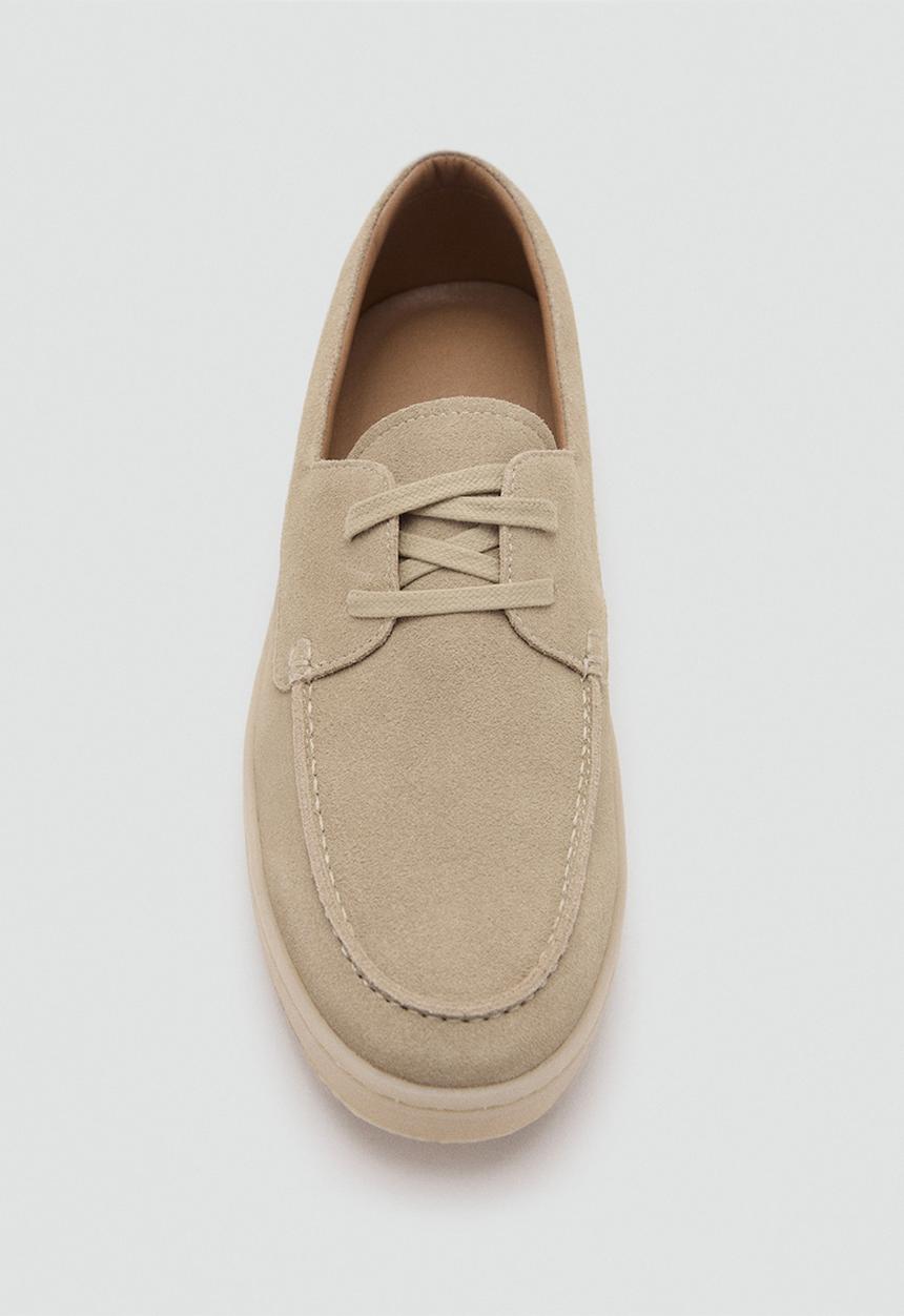 MANGO - Easy naut leather lace-up - sand