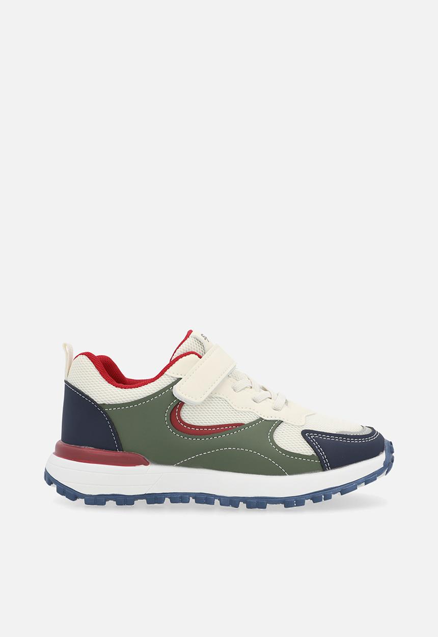 Pop Candy - Colour block sneakers with adjustable fasteners - off white