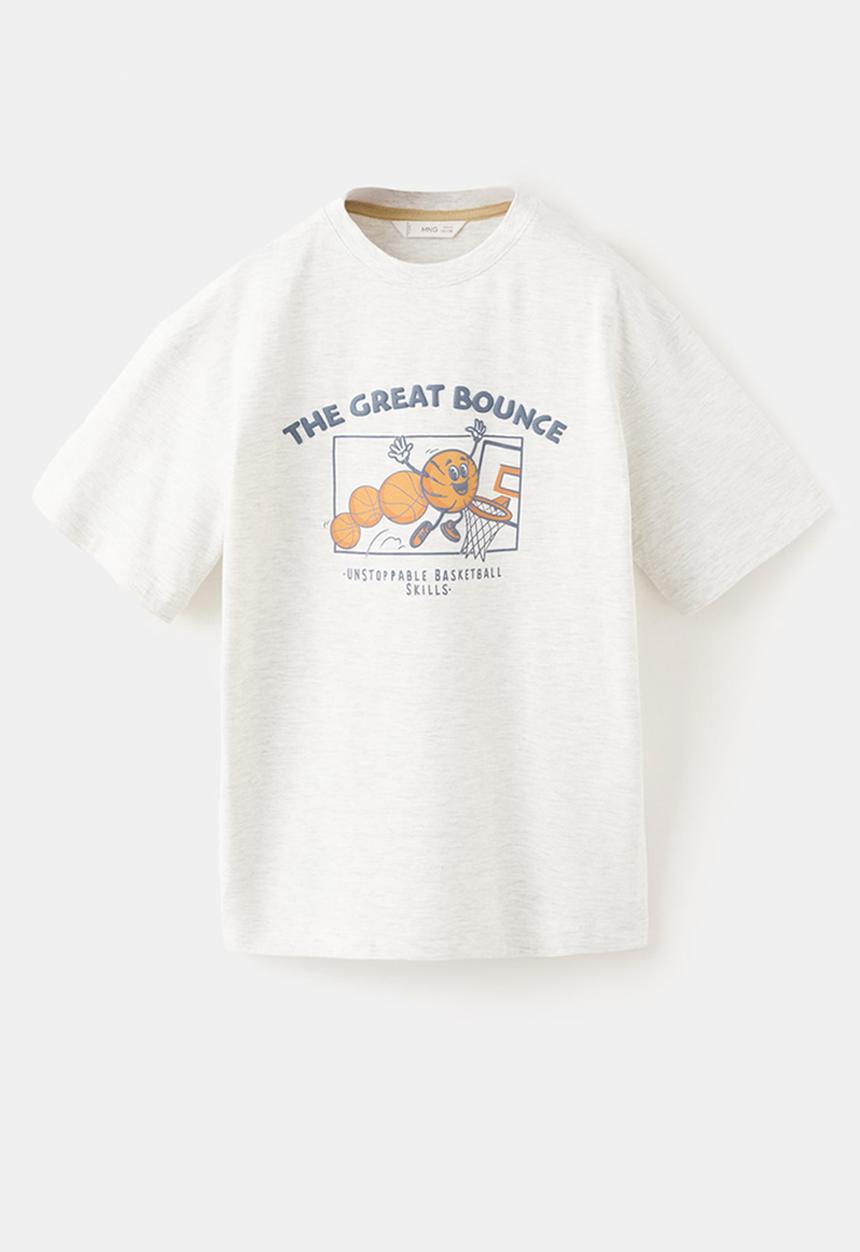 MANGO - T-Shirt FUNPLUS - Light Heather Grey