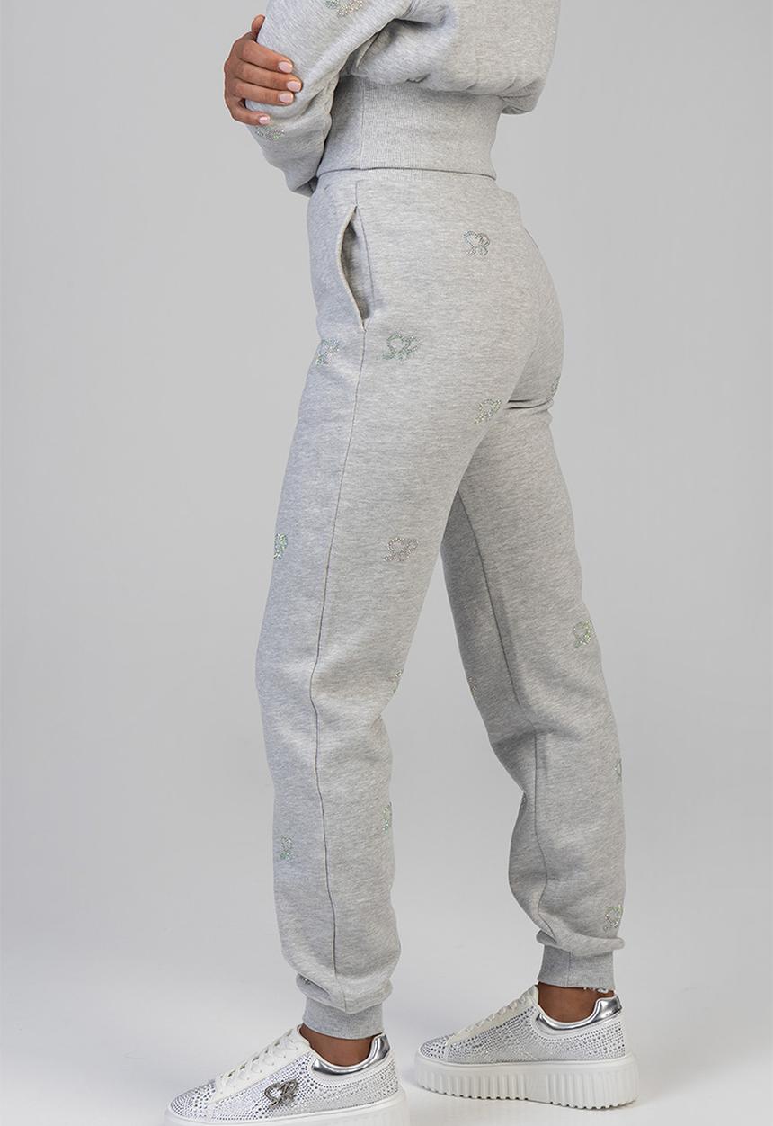 SISSY BOY - Running To You Track Pants With A Cuffed Ankle And All Over Branding - Grey Melange
