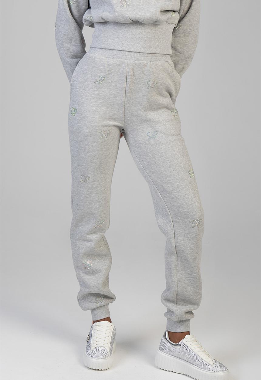 SISSY BOY - Running To You Track Pants With A Cuffed Ankle And All Over Branding - Grey Melange