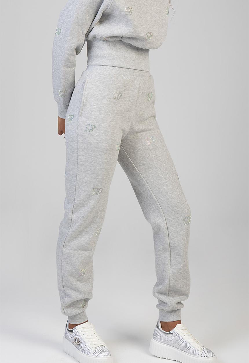 SISSY BOY - Running To You Track Pants With A Cuffed Ankle And All Over Branding - Grey Melange