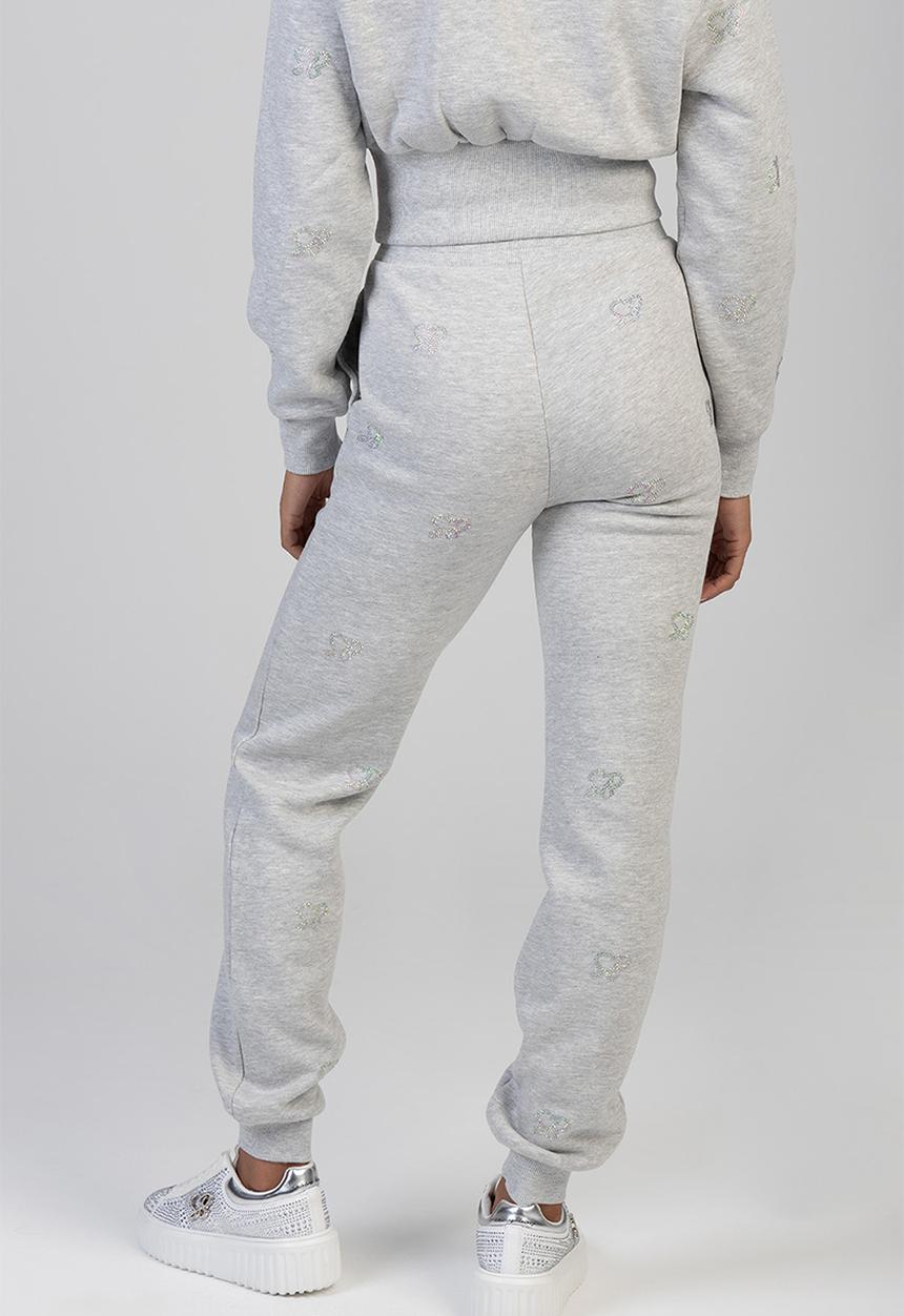 SISSY BOY - Running To You Track Pants With A Cuffed Ankle And All Over Branding - Grey Melange
