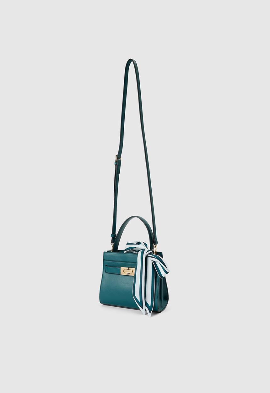 Forever New - Serin small lock top handle bag in crystal teal