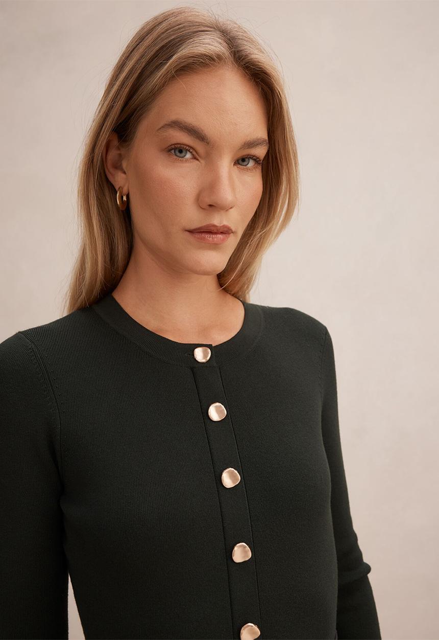 Forever New - Daphne long sleeve midi dress in deep green